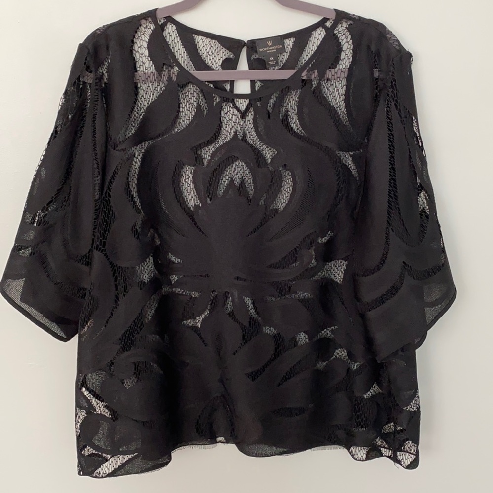 Worthington Black Lace Blouse
